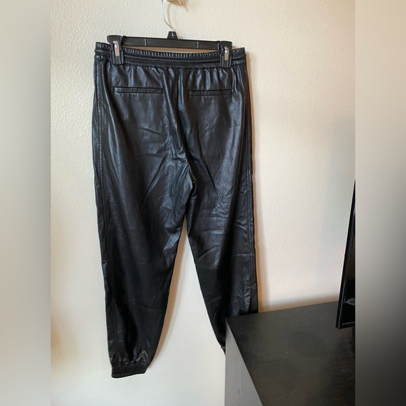 Sportmax Code Women’s Faux Leather Joggers Size 2 Black Drawstring Business - Picture 2 of 10